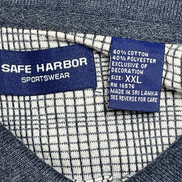 Safe Harbor Sportswear Polo Mens XXL Gray Black Long-Sleeve Golf Shirt Pocket - Picture 6 of 7